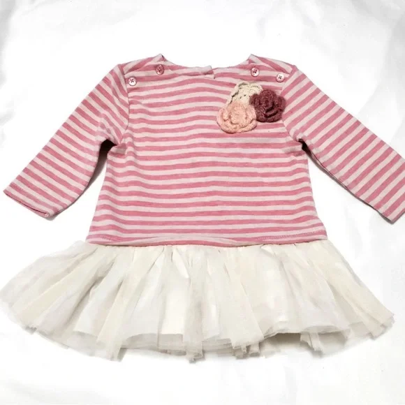 Pippa & Julie | Dresses | Girl 2 Mo Dress First Birthday Dress Girl Pink  Crotchet Striped Floral Beige | Poshmark
